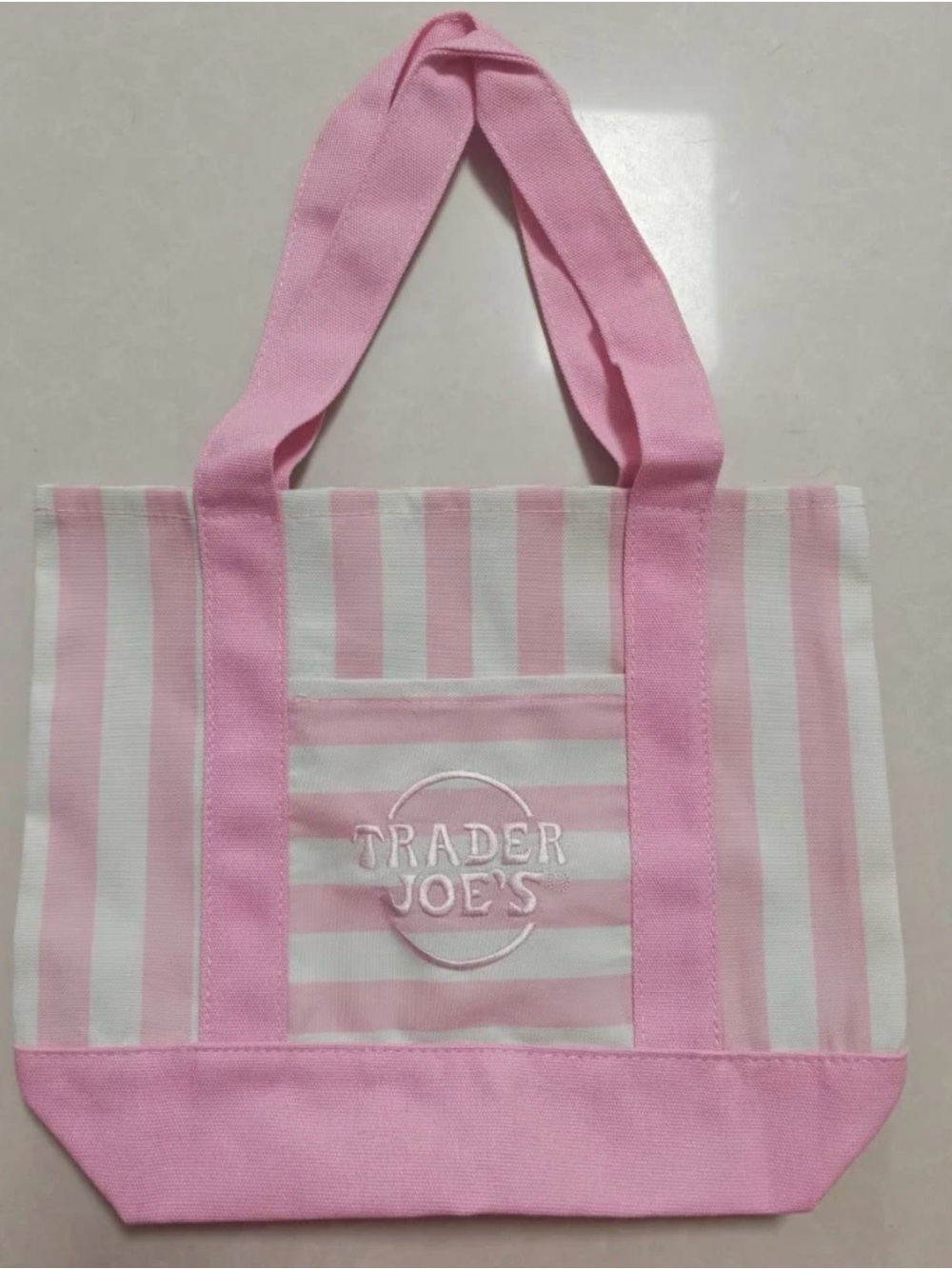 Pink & White Striped Canvas Tote